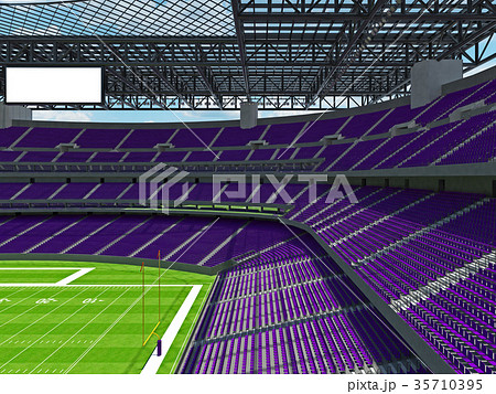 Modern American football Stadium with purple seats 35710395