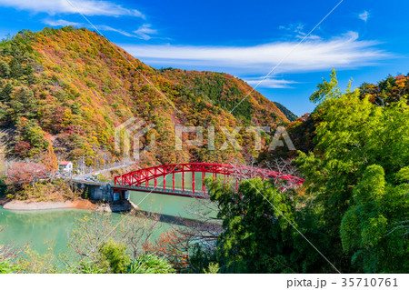 《東京都》紅葉の奥多摩湖・峰谷橋 35710761