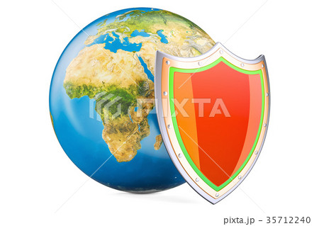 Earth Globe with shield, environment protect 35712240
