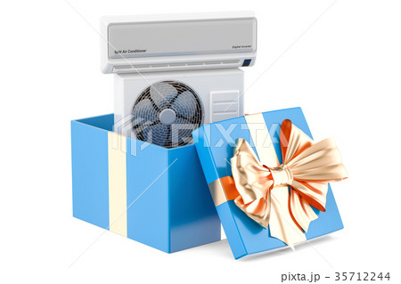 Gift concept, air conditioner inside gift box 35712244