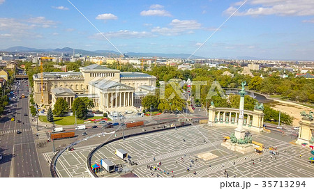 Aerial video shows the Heroes Square in downtown Aerial video shows the Heroes Square in downtown 35713294