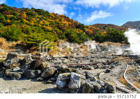 雲仙地獄と紅葉　八万地獄　長崎 35713752