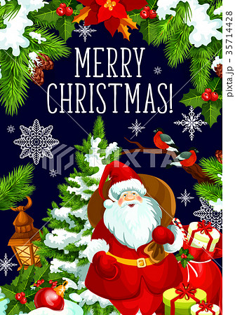 Christmas gift and Santa card for New Year design 35714428