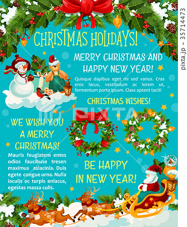 Merry Christmas holiday vector greeting card 35714473
