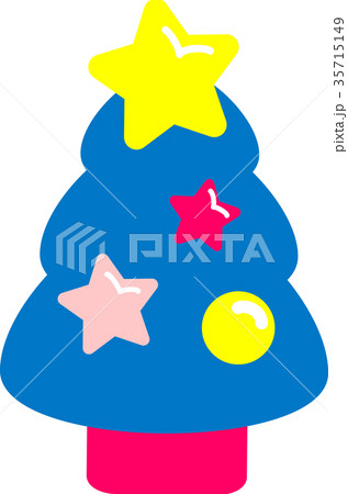 クリスマスツリー　ぴんく青　星 35715149