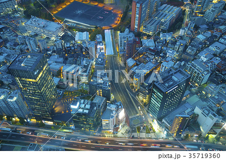 東京夜景　交差点　六本木　俯瞰 35719360