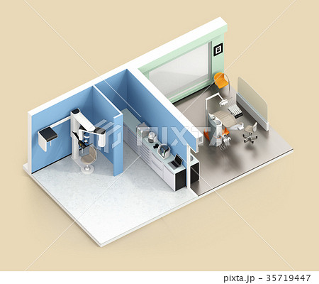 デンタルクリニックインテリアのアイソメイメージ 35719447
