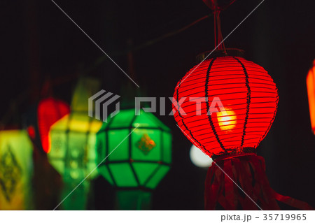 Colorful Paper Lamp Traditional of Thai Yee Peng Colorful Paper Lamp Traditional of Thai Yee Peng 35719965