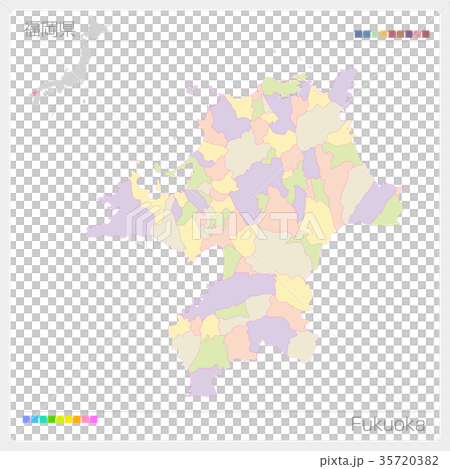 Map of Fukuoka Prefecture (city / city / color coding) Map of Fukuoka Prefecture (city / city / color coding) 35720382