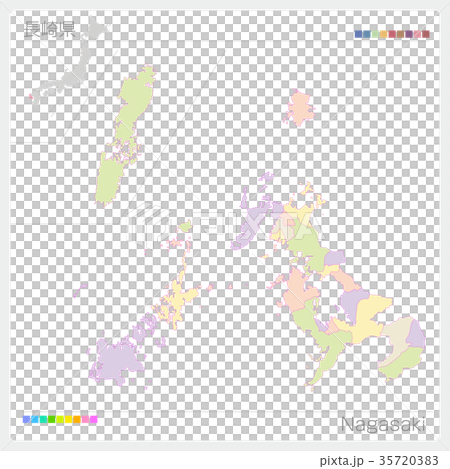 Map of Nagasaki Prefecture (city / city / color coding) Map of Nagasaki Prefecture (city / city / color coding) 35720383