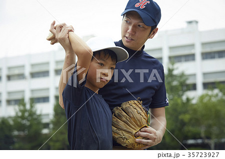 少年野球　投球の練習をする男の子　ポートレート 35723927