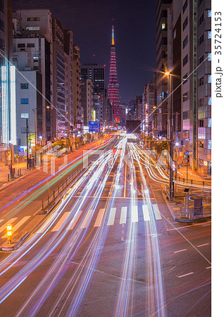 【東京夜景】東京タワー 札の辻交差点 エンジェルレッド 【東京夜景】東京タワー 札の辻交差点 エンジェルレッド 35724153
