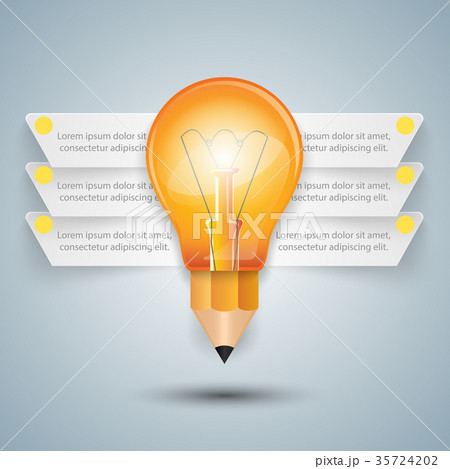 3D Infographic. Bulb and Pencil icon. 3D Infographic. Bulb and Pencil icon. 35724202