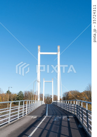Modern hanging footbridge Modern hanging footbridge 35724311