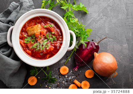 Borscht, beetroot vegetable soup Borscht, beetroot vegetable soup 35724888