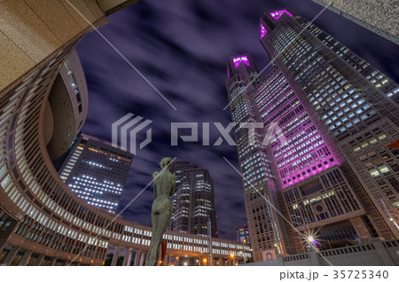 【東京夜景】東京都庁　ピンクリボン　西新宿 35725340