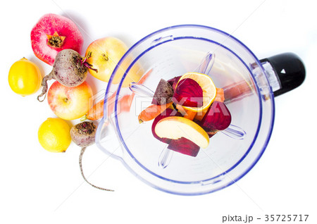 Healthy smoothie ingredients in a blender Healthy smoothie ingredients in a blender 35725717
