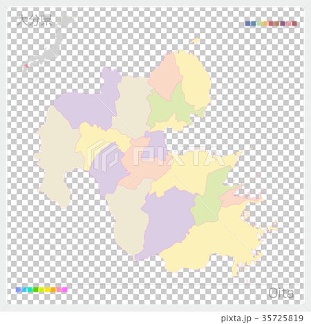 大分県の地図(市町村・色分け) 大分県の地図(市町村・色分け) 35725819