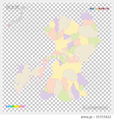 熊本県の地図（市町村・色分け） 35725822