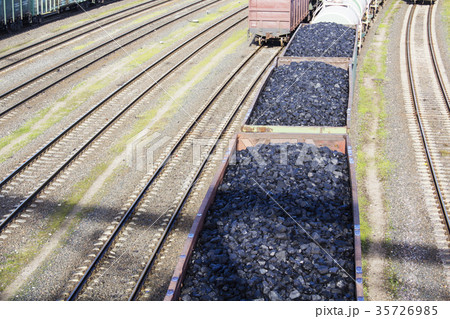 rail cars loaded with coal. 35726985