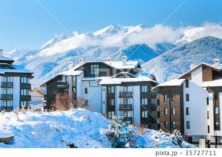 Houses and snow mountains in Bansko, Bulgaria Houses and snow mountains in Bansko, Bulgaria 35727711