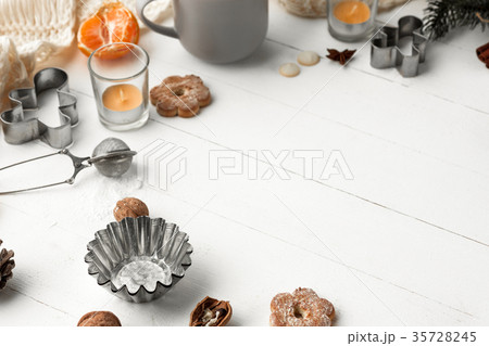 Homemade bakery making, gingerbread cookies in Homemade bakery making, gingerbread cookies in 35728245