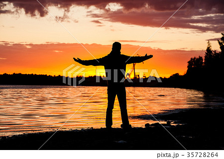 Silhouette in Engineer on sunset background sepia Silhouette in Engineer on sunset background sepia 35728264
