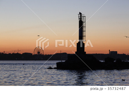 Beacon near port in the Azov Sea Beacon near port in the Azov Sea 35732487