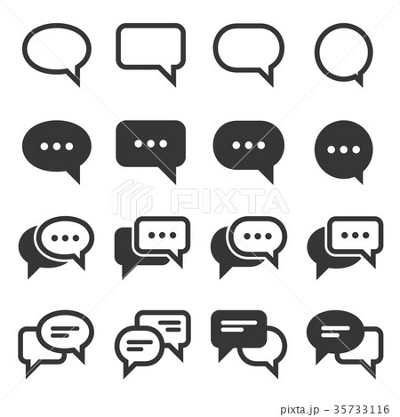 Chat And Speech Bubble Iicons Set On Whiteのイラスト素材