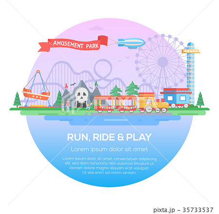 Run, ride and play - modern vector illustration 35733537