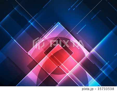 Glowing squares in the dark, digital abstract 35733538