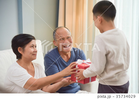 Asian Family with Birthday, Christmas and New year 35734029