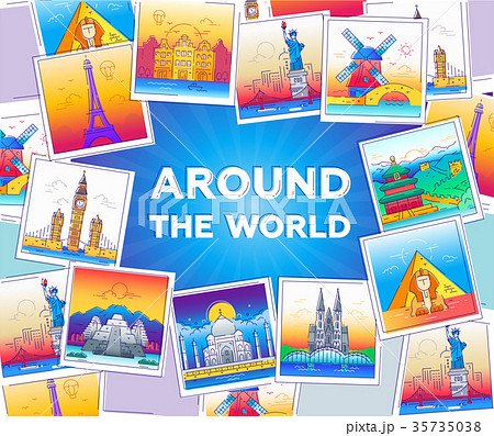 Around the world - vector line travel illustration Around the world - vector line travel illustration 35735038