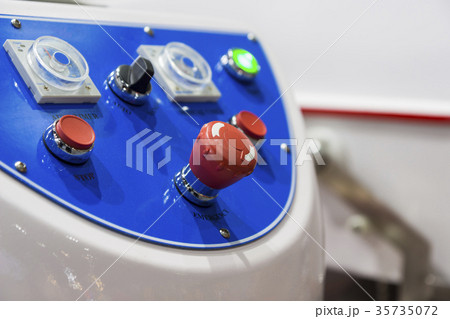 Control panel of a machine ; emergency stop Control panel of a machine ; emergency stop 35735072