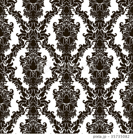 Seamless abstract damask pattern. Black and white 35735082