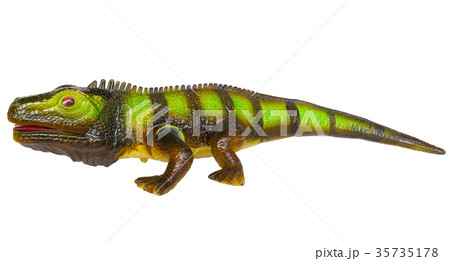 chameleon green toy on a white background. chameleon green toy on a white background. 35735178