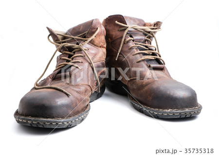 Men's brown leather shoes on white background. 35735318