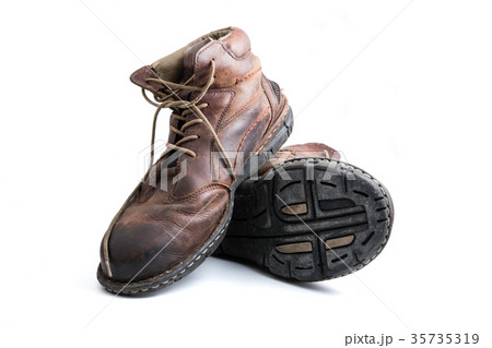 Men's brown leather shoes on white background. Men's brown leather shoes on white background. 35735319