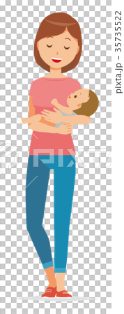 Illustration of mom dressed in short sleeved clothes 35735522
