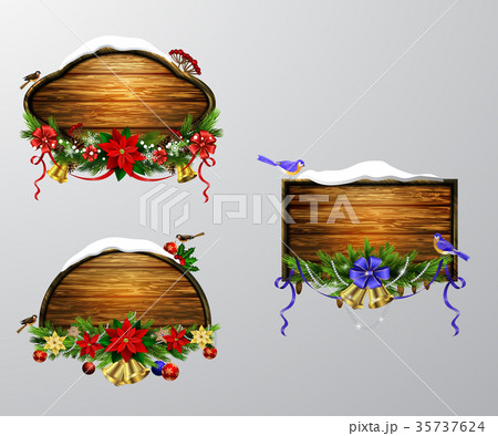 Vector wooden christmas board 35737624