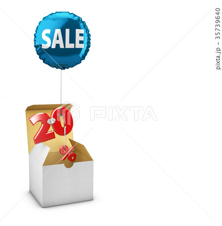 Open box and Flying balloon with percent sign 35739640
