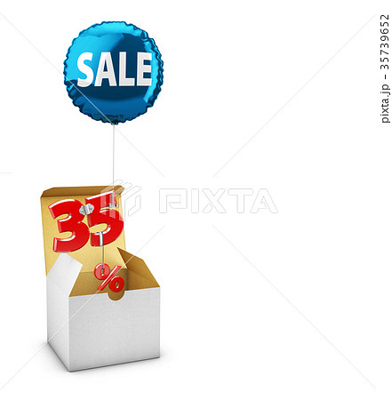 Open box and Flying balloon with percent sign 35739652