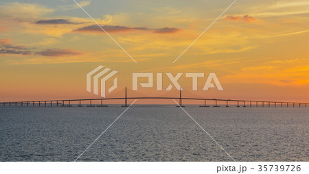 Sunshine Skyway Bridge Silhouette on Tampa Bay, Fl 35739726