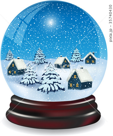 Snow Globe with a snowy Christmas Village Snow Globe with a snowy Christmas Village 35740430