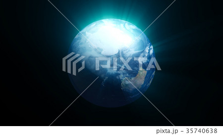 Planet earth with shine effect on black background 35740638