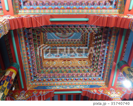 Beautiful colorful top wall of Buddhist temple Beautiful colorful top wall of Buddhist temple 35740740