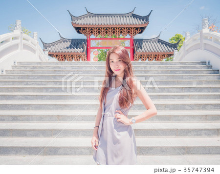 The Asia girl in temple The Asia girl in temple 35747394