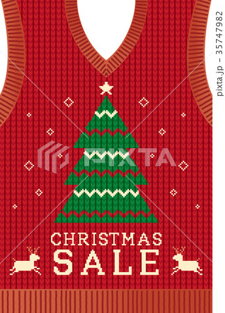 クリスマスセール ニット編みのベスト はがきサイズ のイラスト素材 35747982 Pixta