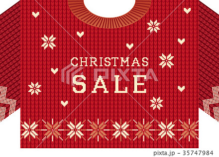 クリスマスセール ニット編みのセーター はがきサイズ のイラスト素材