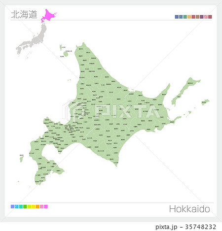 北海道の地図 市町村 区分け のイラスト素材